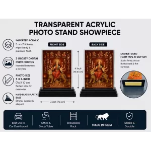 Maa Anandamoyee Acrylic Car Dashboard Showpiece | Double-Sided Maa Anandamoyee Photo Stand | 3 X 4 Inch Photo | Transparent Acrylic Frame With Black Base | Car Dashboard, Office & Table Decor (F70703) Maa Anandamoyee Acrylic Car Dashboard Showpiece | Double-Sided Maa Anandamoyee Photo Stand | 3 X 4 Inch Photo | Transparent Acrylic Frame With Black Base | Car Dashboard, Office & Table Decor (F70703)