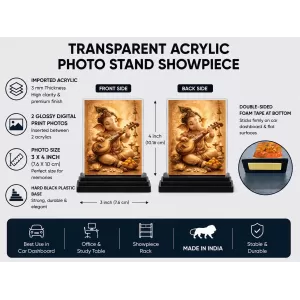 Hindu Deity Acrylic Car Dashboard Showpiece | Double-Sided Hindu Deity Photo Stand | 3 X 4 Inch Photo | Transparent Acrylic Frame With Black Base | Car Dashboard, Office & Table Decor (F70721) Hindu Deity Acrylic Car Dashboard Showpiece | Double-Sided Hindu Deity Photo Stand | 3 X 4 Inch Photo | Transparent Acrylic Frame With Black Base | Car Dashboard, Office & Table Decor (F70721)