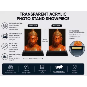 Hindu Deity Acrylic Car Dashboard Showpiece | Double-Sided Hindu Deity Photo Stand | 3 X 4 Inch Photo | Transparent Acrylic Frame With Black Base | Car Dashboard, Office & Table Decor (F70745) Hindu Deity Acrylic Car Dashboard Showpiece | Double-Sided Hindu Deity Photo Stand | 3 X 4 Inch Photo | Transparent Acrylic Frame With Black Base | Car Dashboard, Office & Table Decor (F70745)