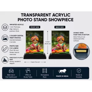 Laddu Gopal Acrylic Car Dashboard Showpiece | Double-Sided Laddu Gopal Photo Stand | 3 X 4 Inch Photo | Transparent Acrylic Frame With Black Base | Car Dashboard, Office & Table Decor (F70758) Laddu Gopal Acrylic Car Dashboard Showpiece | Double-Sided Laddu Gopal Photo Stand | 3 X 4 Inch Photo | Transparent Acrylic Frame With Black Base | Car Dashboard, Office & Table Decor (F70758)