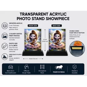 Hindu Deity Acrylic Car Dashboard Showpiece | Double-Sided Hindu Deity Photo Stand | 3 X 4 Inch Photo | Transparent Acrylic Frame With Black Base | Car Dashboard, Office & Table Decor (F70777) Hindu Deity Acrylic Car Dashboard Showpiece | Double-Sided Hindu Deity Photo Stand | 3 X 4 Inch Photo | Transparent Acrylic Frame With Black Base | Car Dashboard, Office & Table Decor (F70777)