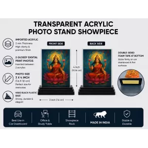 Hindu Deity Acrylic Car Dashboard Showpiece | Double-Sided Hindu Deity Photo Stand | 3 X 4 Inch Photo | Transparent Acrylic Frame With Black Base | Car Dashboard, Office & Table Decor (F70790) Hindu Deity Acrylic Car Dashboard Showpiece | Double-Sided Hindu Deity Photo Stand | 3 X 4 Inch Photo | Transparent Acrylic Frame With Black Base | Car Dashboard, Office & Table Decor (F70790)