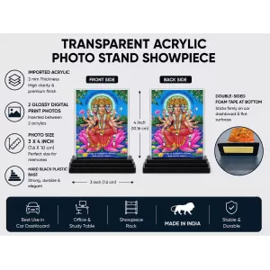 Hindu Deity Acrylic Car Dashboard Showpiece | Double-Sided Hindu Deity Photo Stand | 3 X 4 Inch Photo | Transparent Acrylic Frame With Black Base | Car Dashboard, Office & Table Decor (F70797) Hindu Deity Acrylic Car Dashboard Showpiece | Double-Sided Hindu Deity Photo Stand | 3 X 4 Inch Photo | Transparent Acrylic Frame With Black Base | Car Dashboard, Office & Table Decor (F70797)