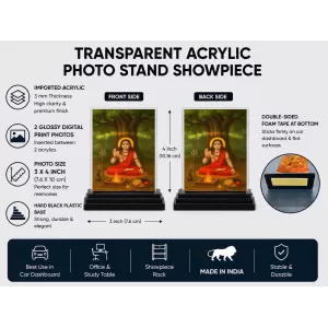 Guru Gorakhnath Acrylic Car Dashboard Showpiece | Double-Sided Guru Gorakhnath Photo Stand | 3 X 4 Inch Photo | Transparent Acrylic Frame With Black Base | Car Dashboard, Office & Table Decor (F70805) Guru Gorakhnath Acrylic Car Dashboard Showpiece | Double-Sided Guru Gorakhnath Photo Stand | 3 X 4 Inch Photo | Transparent Acrylic Frame With Black Base | Car Dashboard, Office & Table Decor (F70805)