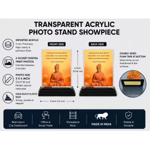 Vivekananda Acrylic Car Dashboard Showpiece | Double-Sided Vivekananda Photo Stand | 3 X 4 Inch Photo | Transparent Acrylic Frame With Black Base | Car Dashboard, Office & Table Decor (F70810) Vivekananda Acrylic Car Dashboard Showpiece | Double-Sided Vivekananda Photo Stand | 3 X 4 Inch Photo | Transparent Acrylic Frame With Black Base | Car Dashboard, Office & Table Decor (F70810)