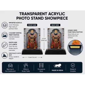 Tirupati Balaji Acrylic Car Dashboard Showpiece | Double-Sided Tirupati Balaji Photo Stand | 3 X 4 Inch Photo | Transparent Acrylic Frame With Black Base | Car Dashboard, Office & Table Decor (F70813) Tirupati Balaji Acrylic Car Dashboard Showpiece | Double-Sided Tirupati Balaji Photo Stand | 3 X 4 Inch Photo | Transparent Acrylic Frame With Black Base | Car Dashboard, Office & Table Decor (F70813)