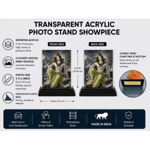 Hindu Deity Acrylic Car Dashboard Showpiece | Double-Sided Hindu Deity Photo Stand | 3 X 4 Inch Photo | Transparent Acrylic Frame With Black Base | Car Dashboard, Office & Table Decor (F70821) Hindu Deity Acrylic Car Dashboard Showpiece | Double-Sided Hindu Deity Photo Stand | 3 X 4 Inch Photo | Transparent Acrylic Frame With Black Base | Car Dashboard, Office & Table Decor (F70821)