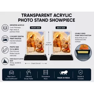 Hanuman Acrylic Car Dashboard Showpiece | Double-Sided Hanuman Photo Stand | 3 X 4 Inch Photo | Transparent Acrylic Frame With Black Base | Car Dashboard, Office & Table Decor (F70855) Hanuman Acrylic Car Dashboard Showpiece | Double-Sided Hanuman Photo Stand | 3 X 4 Inch Photo | Transparent Acrylic Frame With Black Base | Car Dashboard, Office & Table Decor (F70855)