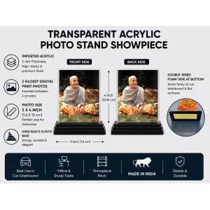 A.C. Bhaktivedanta Swami Prabhupada Acrylic Car Dashboard Showpiece | Double-Sided A.C. Bhaktivedanta Swami Prabhupada Photo Stand | 3 X 4 Inch Photo | Transparent Acrylic Frame With Black Base | Car Dashboard, Office & Table Decor (F70870) A.C. Bhaktivedanta Swami Prabhupada Acrylic Car Dashboard Showpiece | Double-Sided A.C. Bhaktivedanta Swami Prabhupada Photo Stand | 3 X 4 Inch Photo | Transparent Acrylic Frame With Black Base | Car Dashboard, Office & Table Decor (F70870)