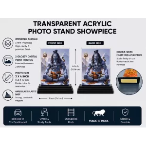 Lord Shiva Acrylic Car Dashboard Showpiece | Double-Sided Lord Shiva Photo Stand | 3 X 4 Inch Photo | Transparent Acrylic Frame With Black Base | Car Dashboard, Office & Table Decor (F70871) Lord Shiva Acrylic Car Dashboard Showpiece | Double-Sided Lord Shiva Photo Stand | 3 X 4 Inch Photo | Transparent Acrylic Frame With Black Base | Car Dashboard, Office & Table Decor (F70871)