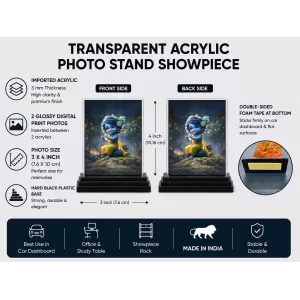 Bal Krishna Acrylic Car Dashboard Showpiece | Double-Sided Bal Krishna Photo Stand | 3 X 4 Inch Photo | Transparent Acrylic Frame With Black Base | Car Dashboard, Office & Table Decor (F70898) Bal Krishna Acrylic Car Dashboard Showpiece | Double-Sided Bal Krishna Photo Stand | 3 X 4 Inch Photo | Transparent Acrylic Frame With Black Base | Car Dashboard, Office & Table Decor (F70898)