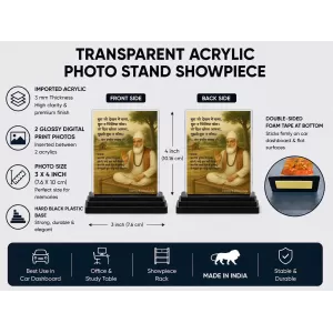 Sant Kabir Das Acrylic Car Dashboard Showpiece | Double-Sided Sant Kabir Das Photo Stand | 3 X 4 Inch Photo | Transparent Acrylic Frame With Black Base | Car Dashboard, Office & Table Decor (F70900)