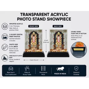 Ram Lalla Acrylic Car Dashboard Showpiece | Double-Sided Ram Lalla Photo Stand | 3 X 4 Inch Photo | Transparent Acrylic Frame With Black Base | Car Dashboard, Office & Table Decor (F70907) Ram Lalla Acrylic Car Dashboard Showpiece | Double-Sided Ram Lalla Photo Stand | 3 X 4 Inch Photo | Transparent Acrylic Frame With Black Base | Car Dashboard, Office & Table Decor (F70907)