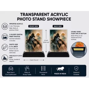 Parvati Acrylic Car Dashboard Showpiece | Double-Sided Parvati Photo Stand | 3 X 4 Inch Photo | Transparent Acrylic Frame With Black Base | Car Dashboard, Office & Table Decor (F70915) Parvati Acrylic Car Dashboard Showpiece | Double-Sided Parvati Photo Stand | 3 X 4 Inch Photo | Transparent Acrylic Frame With Black Base | Car Dashboard, Office & Table Decor (F70915)