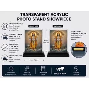 Lord Vishnu Acrylic Car Dashboard Showpiece | Double-Sided Lord Vishnu Photo Stand | 3 X 4 Inch Photo | Transparent Acrylic Frame With Black Base | Car Dashboard, Office & Table Decor (F70953) Lord Vishnu Acrylic Car Dashboard Showpiece | Double-Sided Lord Vishnu Photo Stand | 3 X 4 Inch Photo | Transparent Acrylic Frame With Black Base | Car Dashboard, Office & Table Decor (F70953)