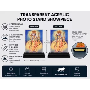 Hindu Deity Acrylic Car Dashboard Showpiece | Double-Sided Hindu Deity Photo Stand | 3 X 4 Inch Photo | Transparent Acrylic Frame With Black Base | Car Dashboard, Office & Table Decor (F70959) Hindu Deity Acrylic Car Dashboard Showpiece | Double-Sided Hindu Deity Photo Stand | 3 X 4 Inch Photo | Transparent Acrylic Frame With Black Base | Car Dashboard, Office & Table Decor (F70959)