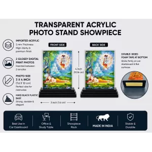 Adi Guru Dattatreya Acrylic Car Dashboard Showpiece | Double-Sided Adi Guru Dattatreya Photo Stand | 3 X 4 Inch Photo | Transparent Acrylic Frame With Black Base | Car Dashboard, Office & Table Decor (F70965) Adi Guru Dattatreya Acrylic Car Dashboard Showpiece | Double-Sided Adi Guru Dattatreya Photo Stand | 3 X 4 Inch Photo | Transparent Acrylic Frame With Black Base | Car Dashboard, Office & Table Decor (F70965)