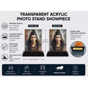 Lord Shiva Acrylic Car Dashboard Showpiece | Double-Sided Lord Shiva Photo Stand | 3 X 4 Inch Photo | Transparent Acrylic Frame With Black Base | Car Dashboard, Office & Table Decor (F70972) Lord Shiva Acrylic Car Dashboard Showpiece | Double-Sided Lord Shiva Photo Stand | 3 X 4 Inch Photo | Transparent Acrylic Frame With Black Base | Car Dashboard, Office & Table Decor (F70972)