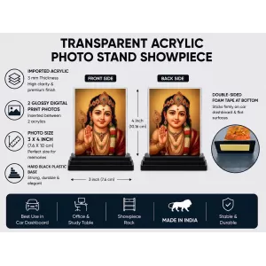 Murugan Acrylic Car Dashboard Showpiece | Double-Sided Murugan Photo Stand | 3 X 4 Inch Photo | Transparent Acrylic Frame With Black Base | Car Dashboard, Office & Table Decor (F70973) Murugan Acrylic Car Dashboard Showpiece | Double-Sided Murugan Photo Stand | 3 X 4 Inch Photo | Transparent Acrylic Frame With Black Base | Car Dashboard, Office & Table Decor (F70973)