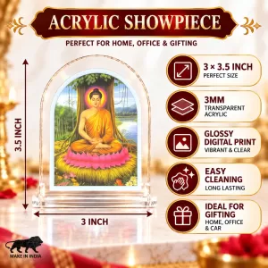 Buddha L Shape Acrylic Showpiece 3 X 3.5 Inch For Home, Office And Car (F175694)