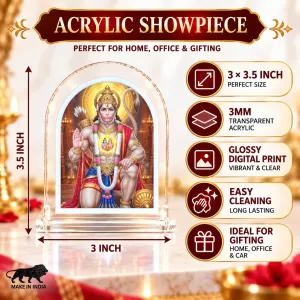 Hanuman L Shape Acrylic Showpiece 3 X 3.5 Inch For Home, Office And Car (F175696)