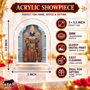 Lord Tirupati Balaji L Shape Acrylic Showpiece 3 X 3.5 Inch For Home, Office And Car (F175706) Lord Tirupati Balaji L Shape Acrylic Showpiece 3 X 3.5 Inch For Home, Office And Car (F175706)