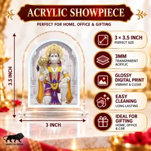Hanuman L Shape Acrylic Showpiece 3 X 3.5 Inch For Home, Office And Car (F175708)