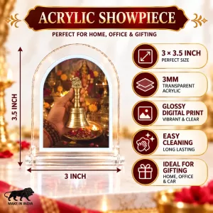 Traditional Brass Ritual Bell (ghanti) L Shape Acrylic Showpiece 3 X 3.5 Inch For Home, Office And Car (F175711) Traditional Brass Ritual Bell (ghanti) L Shape Acrylic Showpiece 3 X 3.5 Inch For Home, Office And Car (F175711)