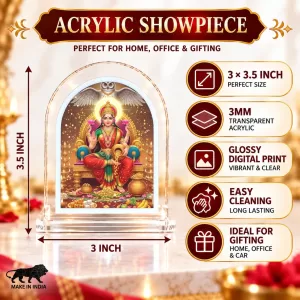 Goddess Lakshmi L Shape Acrylic Showpiece 3 X 3.5 Inch For Home, Office And Car (F175713)
