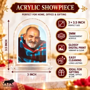 Neem Karoli Baba L Shape Acrylic Showpiece 3 X 3.5 Inch For Home, Office And Car (F175716) Neem Karoli Baba L Shape Acrylic Showpiece 3 X 3.5 Inch For Home, Office And Car (F175716)