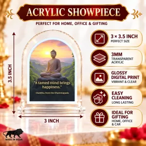Buddha L Shape Acrylic Showpiece 3 X 3.5 Inch For Home, Office And Car (F175720)