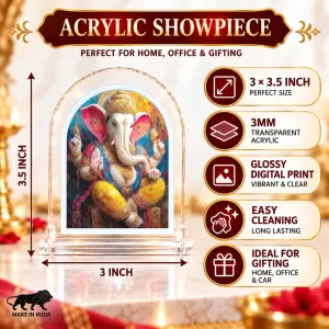 Lord Ganesha L Shape Acrylic Showpiece 3 X 3.5 Inch For Home, Office And Car (F175722) Lord Ganesha L Shape Acrylic Showpiece 3 X 3.5 Inch For Home, Office And Car (F175722)