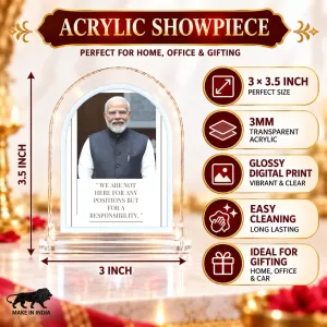 Narendra Modi L Shape Acrylic Showpiece 3 X 3.5 Inch For Home, Office And Car (F175724) Narendra Modi L Shape Acrylic Showpiece 3 X 3.5 Inch For Home, Office And Car (F175724)