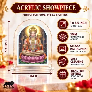 Hanuman L Shape Acrylic Showpiece 3 X 3.5 Inch For Home, Office And Car (F175726)