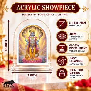 Lord Vishnu L Shape Acrylic Showpiece 3 X 3.5 Inch For Home, Office And Car (F175727) Lord Vishnu L Shape Acrylic Showpiece 3 X 3.5 Inch For Home, Office And Car (F175727)