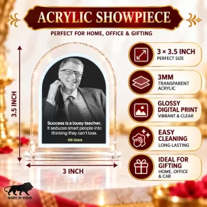 Bill Gates L Shape Acrylic Showpiece 3 X 3.5 Inch For Home, Office And Car (F175731)