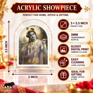 Lord Krishna L Shape Acrylic Showpiece 3 X 3.5 Inch For Home, Office And Car (F175734)