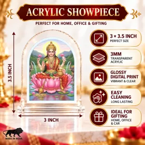 Goddess Lakshmi L Shape Acrylic Showpiece 3 X 3.5 Inch For Home, Office And Car (F175743) Goddess Lakshmi L Shape Acrylic Showpiece 3 X 3.5 Inch For Home, Office And Car (F175743)