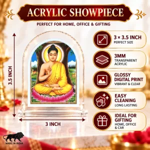 Buddha L Shape Acrylic Showpiece 3 X 3.5 Inch For Home, Office And Car (F175748)
