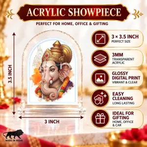 Lord Ganesha L Shape Acrylic Showpiece 3 X 3.5 Inch For Home, Office And Car (F175760) Lord Ganesha L Shape Acrylic Showpiece 3 X 3.5 Inch For Home, Office And Car (F175760)