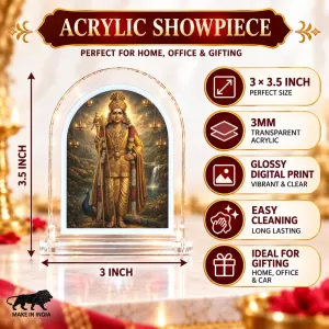 Lord Murugan L Shape Acrylic Showpiece 3 X 3.5 Inch For Home, Office And Car (F175762)
