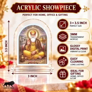 Guru Nanak Dev Ji L Shape Acrylic Showpiece 3 X 3.5 Inch For Home, Office And Car (F175765) Guru Nanak Dev Ji L Shape Acrylic Showpiece 3 X 3.5 Inch For Home, Office And Car (F175765)