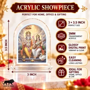 Lord Bramha Ad Goddess Swaraswati L Shape Acrylic Showpiece 3 X 3.5 Inch For Home, Office And Car (F175771) Lord Bramha Ad Goddess Swaraswati L Shape Acrylic Showpiece 3 X 3.5 Inch For Home, Office And Car (F175771)