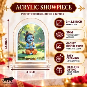 Bal Krishna L Shape Acrylic Showpiece 3 X 3.5 Inch For Home, Office And Car (F175774)