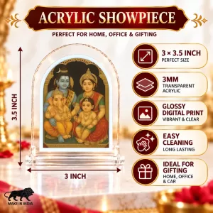 Shiva Family L Shape Acrylic Showpiece 3 X 3.5 Inch For Home, Office And Car (F175779)