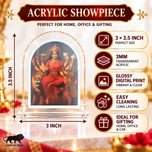 Durga Maa L Shape Acrylic Showpiece 3 X 3.5 Inch For Home, Office And Car (F175780) Durga Maa L Shape Acrylic Showpiece 3 X 3.5 Inch For Home, Office And Car (F175780)
