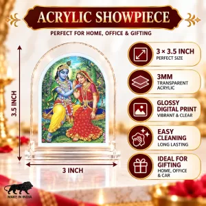 Radha Krishna L Shape Acrylic Showpiece 3 X 3.5 Inch For Home, Office And Car (F175790)