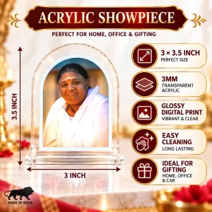 Mata Amritanandamayi L Shape Acrylic Showpiece 3 X 3.5 Inch For Home, Office And Car (F175795) Mata Amritanandamayi L Shape Acrylic Showpiece 3 X 3.5 Inch For Home, Office And Car (F175795)