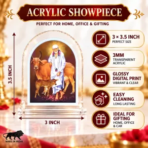 Sai Baba L Shape Acrylic Showpiece 3 X 3.5 Inch For Home, Office And Car (F175815)
