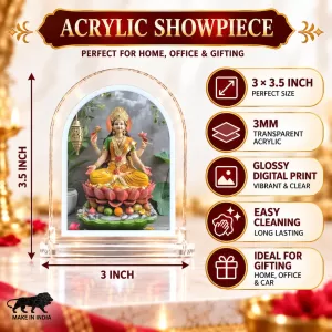 Goddess Lakshmi L Shape Acrylic Showpiece 3 X 3.5 Inch For Home, Office And Car (F175821)
